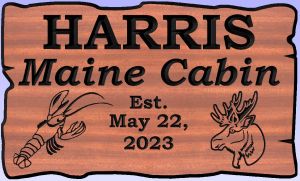 HARRIS Maine Cabin sign